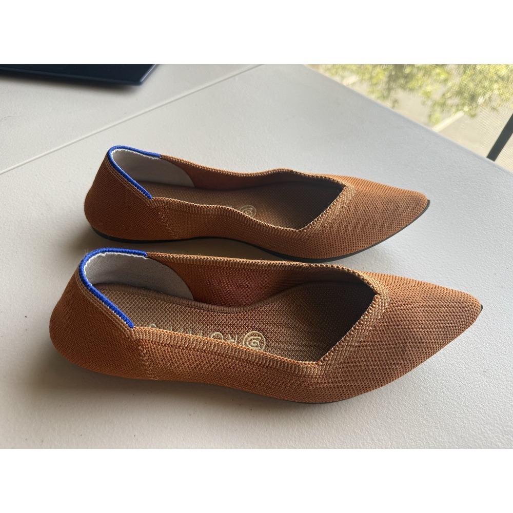 Rothy's The Point Knit Flats Brown Cognac Ballet Shoes 6.5 - Picture 3 of 12